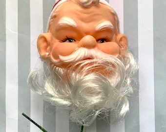 Vintage Santa Claus Doll Head with Beard On Wire, Pick Head alone is 2 1/2 inches tall