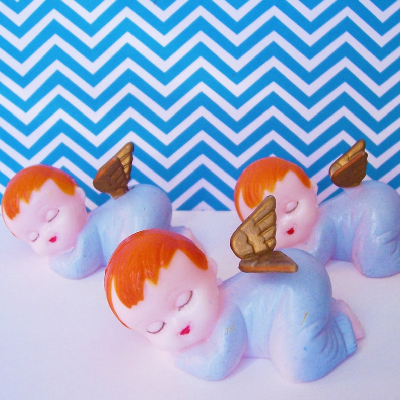 Three Baby Boy Cake Toppers Sleeping Angels Etsy