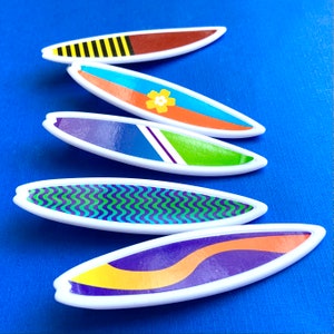 5 Surfboard Cake Toppers Miniatures 3 1/2&quot; long