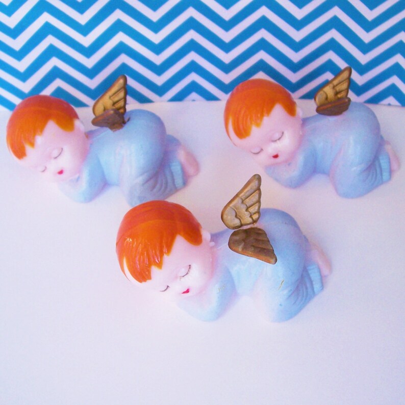 Three Baby Boy Cake Toppers Sleeping Angels Etsy