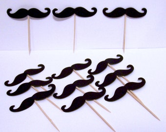 12 Moustache Cupcake Picks