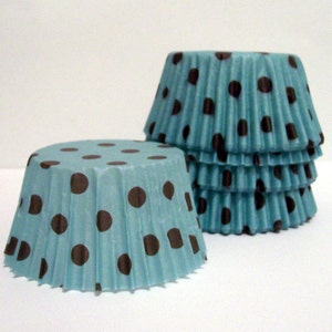 Aqua with Brown Dots Cupcake Liners Choose Set of 50 or 100 image 5