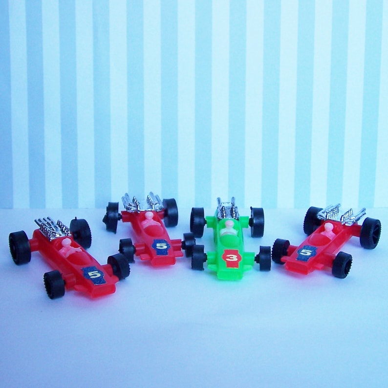 4 Small Plastic Toy Race Cars Vintage 2 3/4 Long Etsy