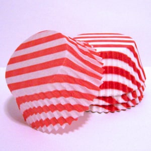 Red Stripe Cupcake Liners- Choose Your Quantity