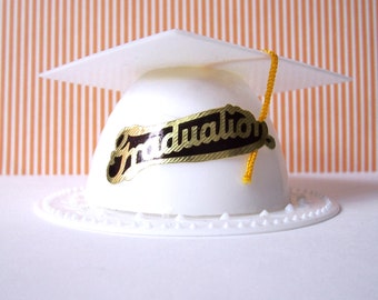 Three Graduation Hat Cake Toppers- Choose Black or White