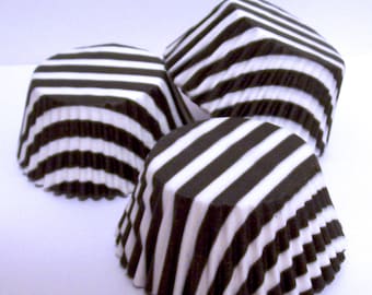 Black Stripe Cupcake Liners- Choose Set of 50 or 100