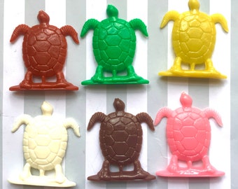 6 Colorful Turtle Charms 1 1/2"t