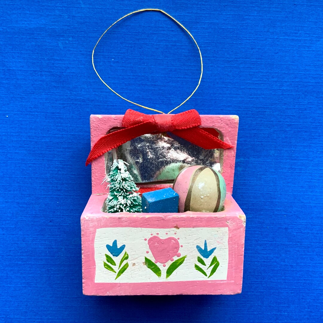 Vintage Wooden Toy Chest Ornament Decoration 2 1/4wide and Tall - Etsy