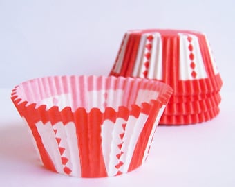 Circus Style Cupcake Liners Orangey Red- Choose Set of 50 or 100