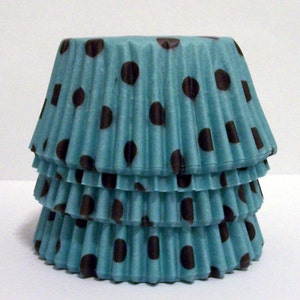 Aqua with Brown Dots Cupcake Liners Choose Set of 50 or 100 image 3