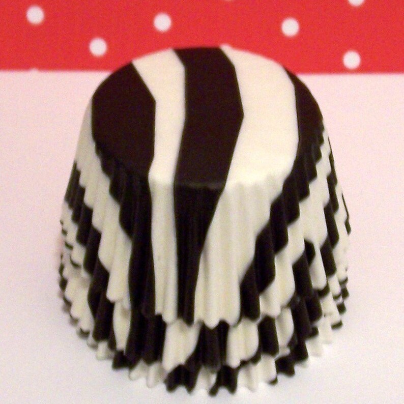 Choose Set of 50 or 100 Black Zebra Striped Cupcake Liners