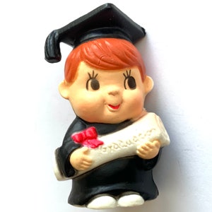 Vintage Small Boy Graduate Cake Topper NOS 2&quot; H Wilton