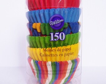 Wilton 150 Mini Baking Cups- Candy Liners Assortment Primary Multi