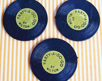 3 Retro Record Charms by Wilton Vintage