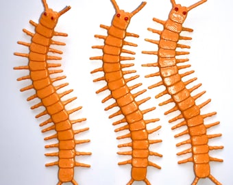 Three Centipede Miniatures 3.75" long Plastic