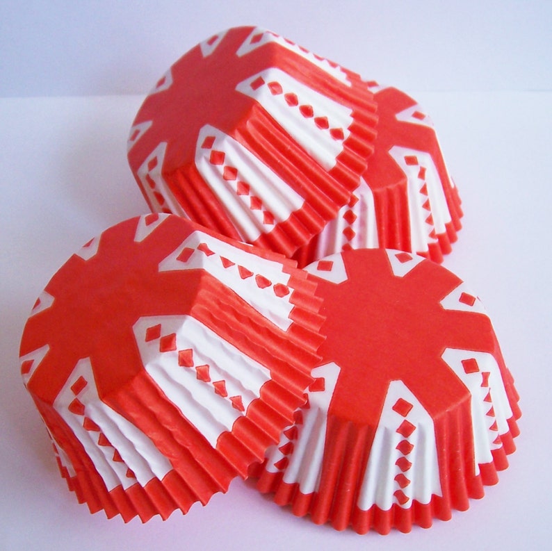 Choose Set of 50 or 100 Circus Style Cupcake Liners Orangey Red