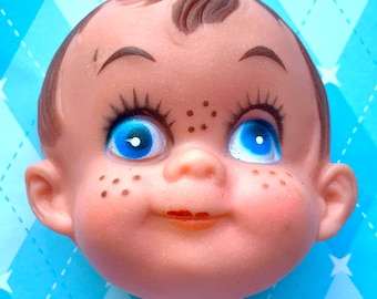 Vintage Boy Doll Head Face Rubber Sewing  Crafts 2 1/2” by 2”