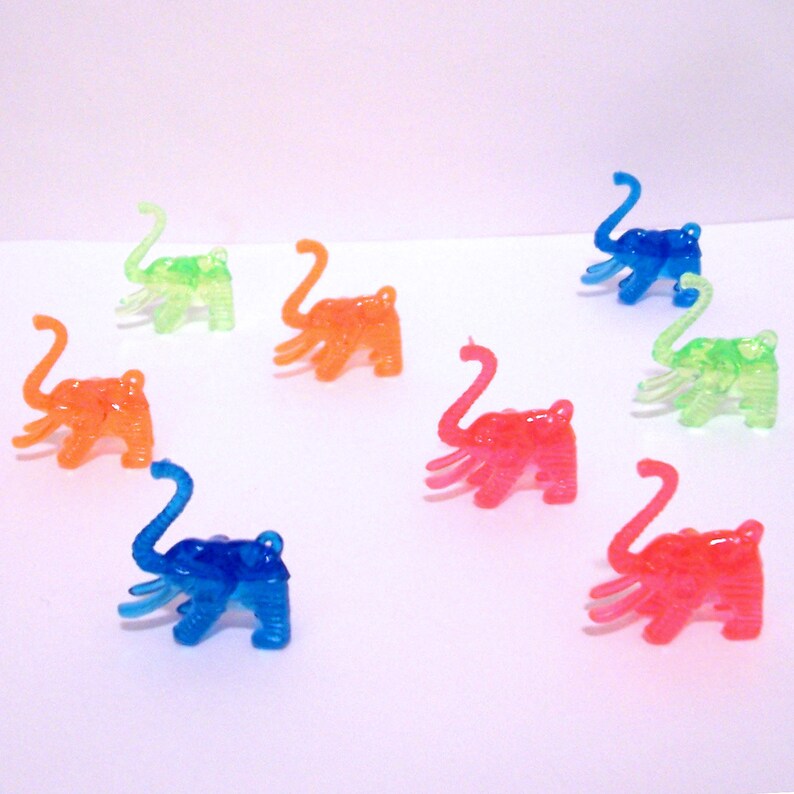 12 Colorful Plastic Elephant Charms image 3