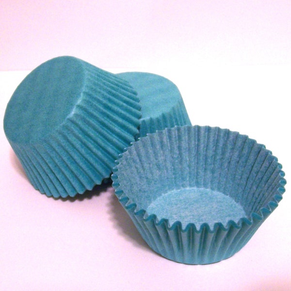 Teal Baking Cups- Choose Set of 50 or 100 Slight Ombré Stripe