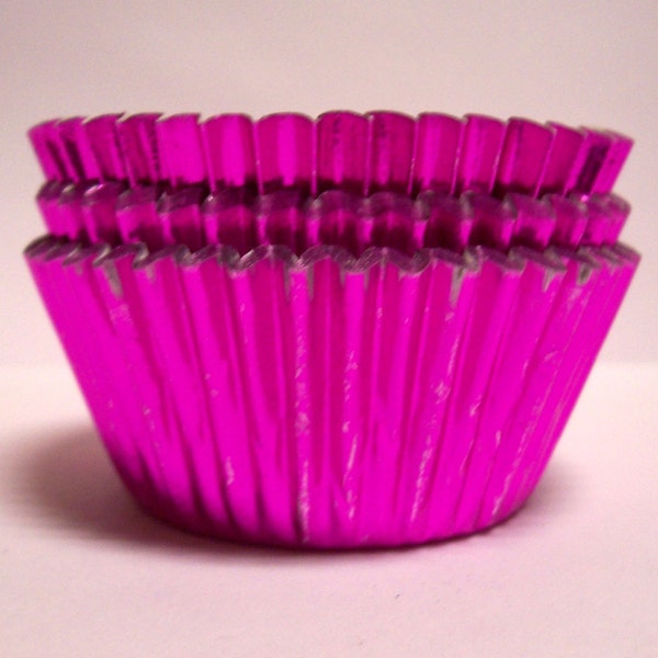 100 NO BAKE Fuscia Pink Foil Cupcake Liners