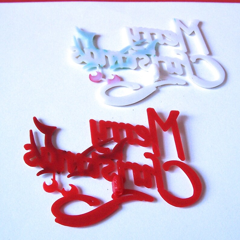 2 Merry Christmas Cake Cupcake Plaques