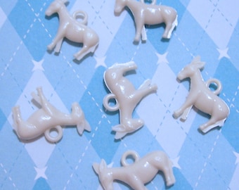 6 cream/white Plastic Donkey Charms