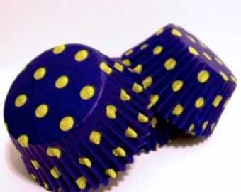 Blue with Lime Dots Cupcake Liners- Choose Set of 50 or 100