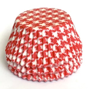 Red Houndstooth Cupcake Liners- Choose Set of 50 or 100