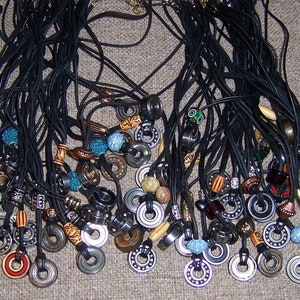 Recycled skate bearing necklace