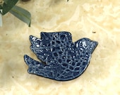 Navy Blue Bird Trinket Dish, Ring Dish, Jewelry Dish, Birds Ring Holder, Gift Box
