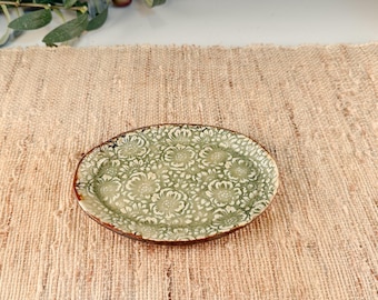 Handmade Camellia Porcelain Plate, Pottery Soap Dish, Jewelry Plate