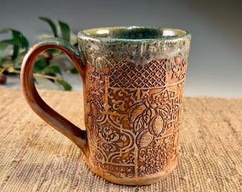 Tuscany Lemons Tea Mug Handmade Porcelain Pottery Cup Holds 14 oz