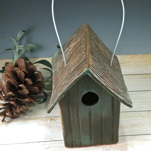 Rustic Weathered Bronze Bird House Pottery Outdoor Ceramic Birdhouse Home for Wild Birds Functional Decor for Bird Lovers image 2