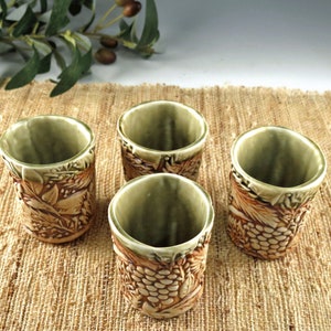 Porcelain Espresso Cup, Ceramic 4 oz Whiskey Cup or Shot Glass for Nature Lovers, Woodland Berries image 2