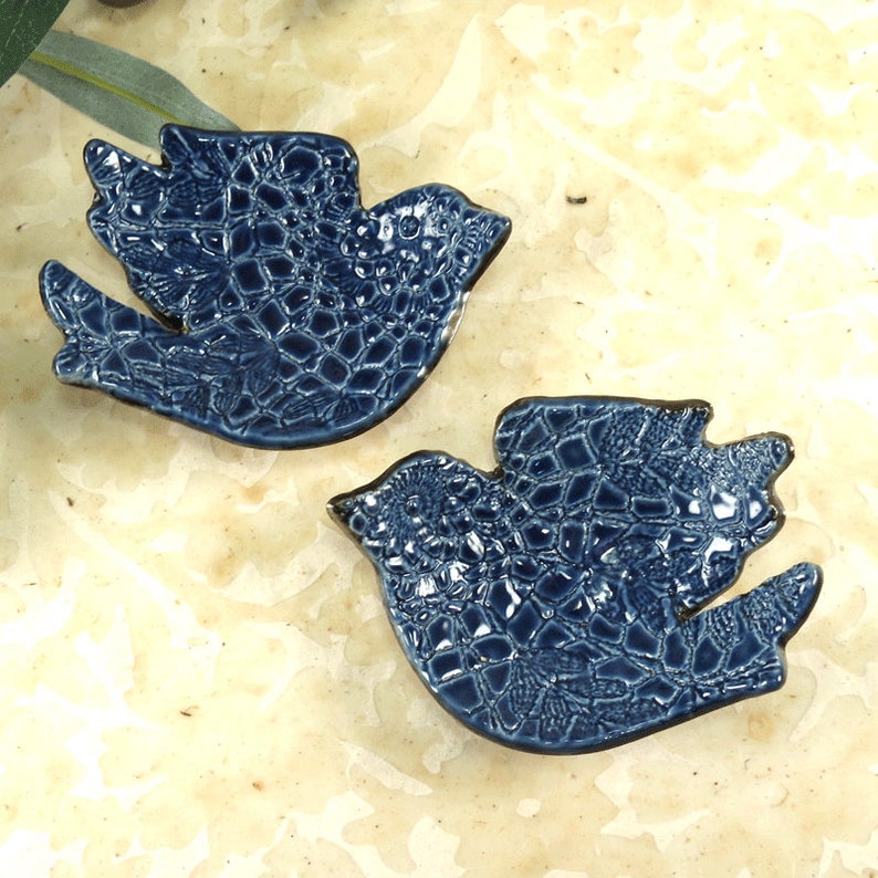 Ring Dish Navy Blue Bird Trinket Dish Gift Box Birds Ring Holder Jewelry Dish