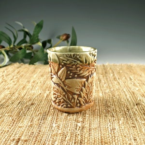 Porcelain Espresso Cup, Ceramic 4 oz Whiskey Cup or Shot Glass for Nature Lovers, Woodland Berries image 3