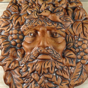 Ceramic Green Man, Durable Porcelain Wall Hanging Sculpture for Garden