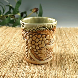 Porcelain Espresso Cup, Ceramic 4 oz Whiskey Cup or Shot Glass for Nature Lovers, Woodland Berries image 4