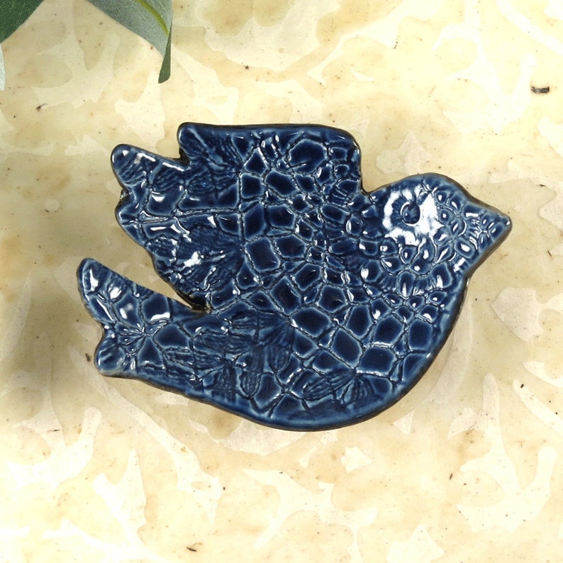 Ring Dish Navy Blue Bird Trinket Dish Gift Box Birds Ring Holder Jewelry Dish