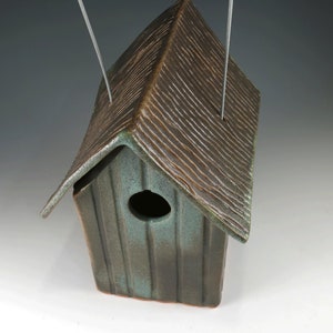 Rustic Weathered Bronze Bird House Pottery Outdoor Ceramic Birdhouse Home for Wild Birds Functional Decor for Bird Lovers image 3