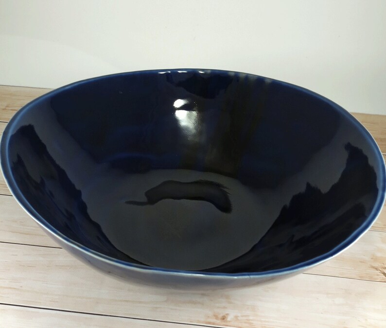 Blue Serving Bowl Extra Large Ceramic Handmade Bowl Pottery Etsy