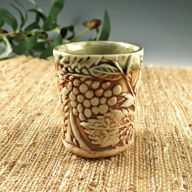 Porcelain Espresso Cup, Ceramic 4 oz Whiskey Cup or Shot Glass for Nature Lovers, Woodland Berries image 5