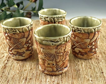 Handmade Animal-Themed Porcelain Shot Glass for Espresso, Whiskey, or Sake - 4 oz