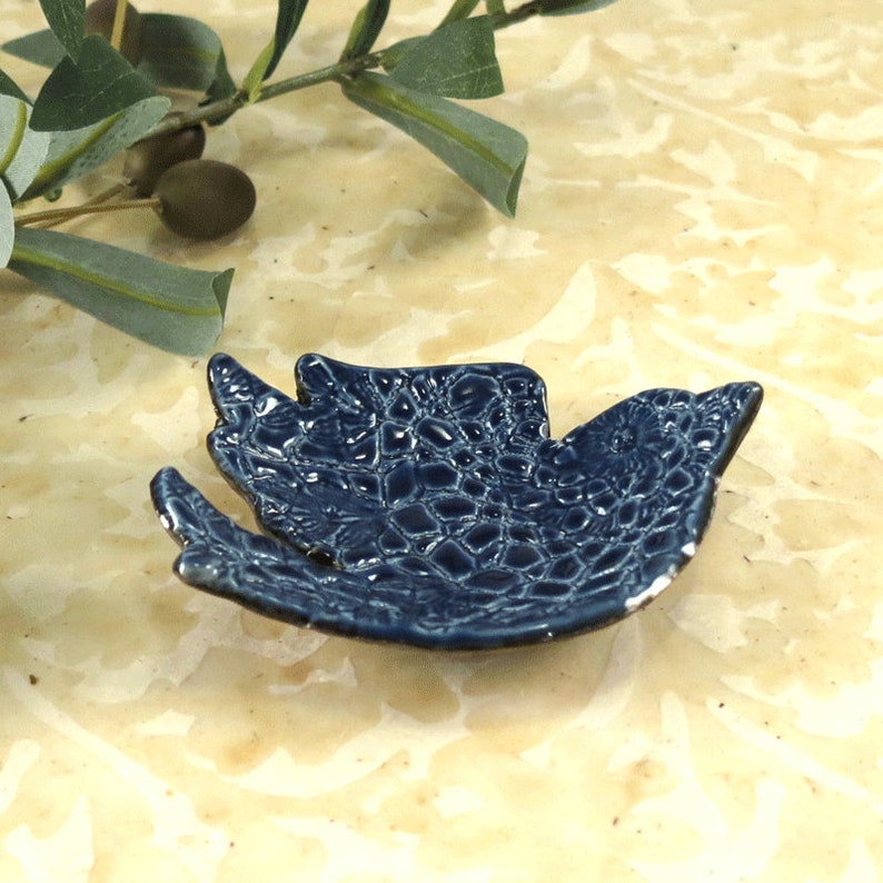 Ring Dish Navy Blue Bird Trinket Dish Gift Box Birds Ring Holder Jewelry Dish
