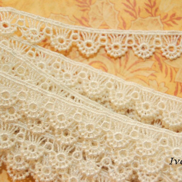 3 yards IVORY Venise Lace Cute Circle Trim 1/2" inch for scrapbooking crafts Shabby Chic