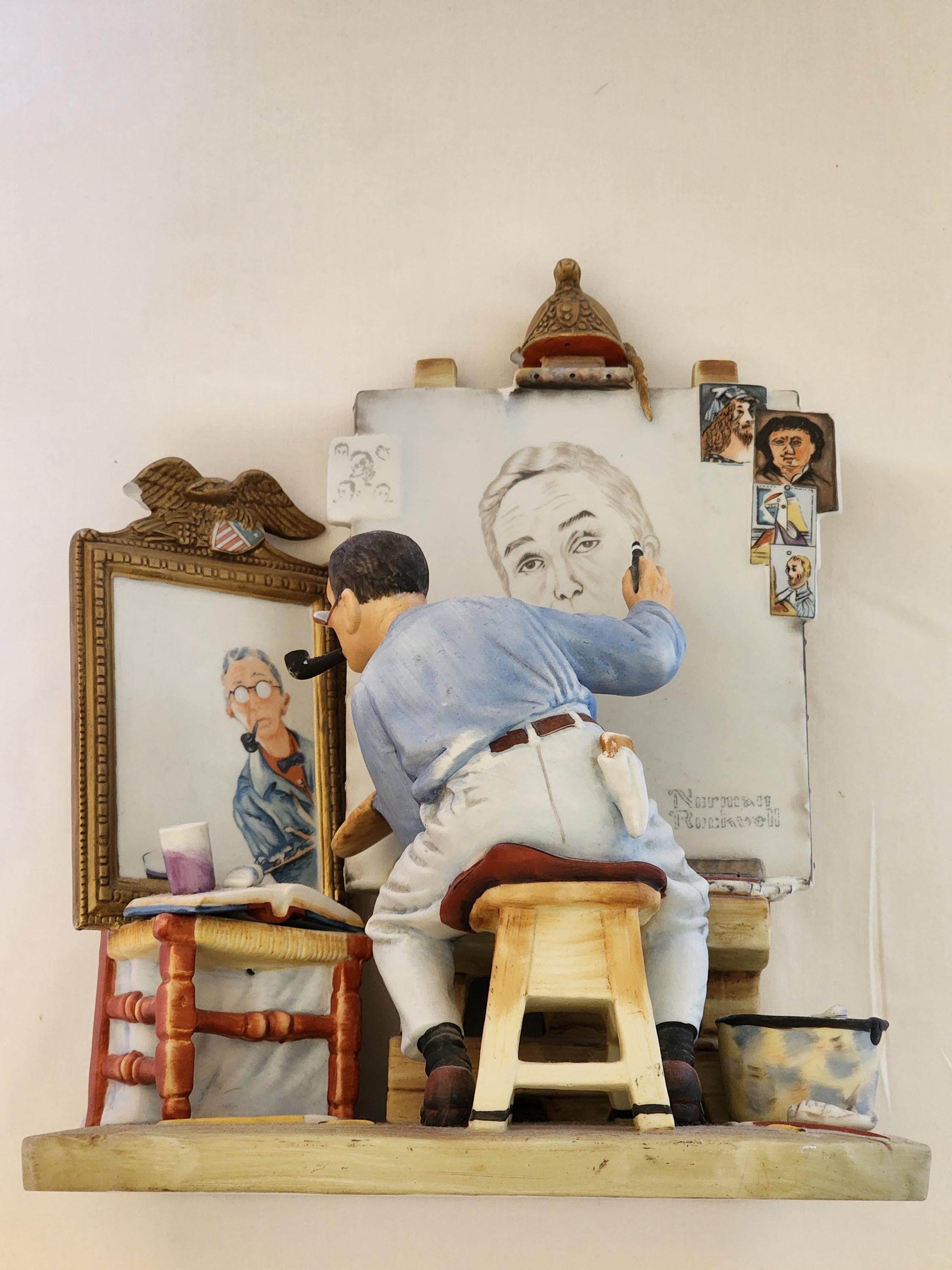Norman RockwellフィギュアTRIPLE SELF PORTRAIT 1999 VINTAGE NORMAN ROCKWELL TRIPLE SELF PORTRAIT FIGURINE