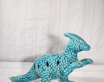 Vintage keramiek dinosaurusbeeldje 9,5 x 5 x 4,5 inch