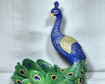 Maceta decorativa de pavo real / Cuenco de diseño único / Artículo de decoración del hogar 7.5x6.5x4.5