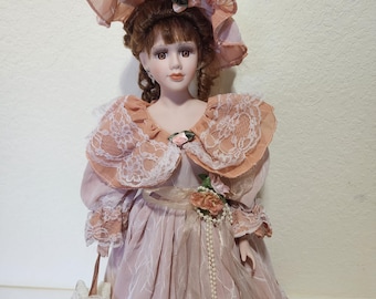 Victorian Porcelain Doll: Handmade Collectible, 1980s/90s Vintage