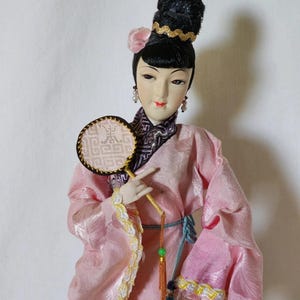 Vintage Chinese Female Doll in Tradional Silk Costume
